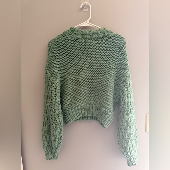Universal Thread Knit Sweater Women’s SZ XS Green Chunky Crew Neck Oversized - Picture 5 of 7